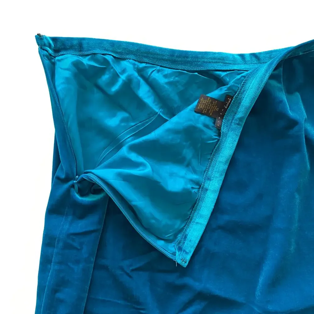 Grace Elements Simply Perfect Teal Soft Velvet Ruffle Hem Knee Length Skirt : 12 - Picture 7 of 12